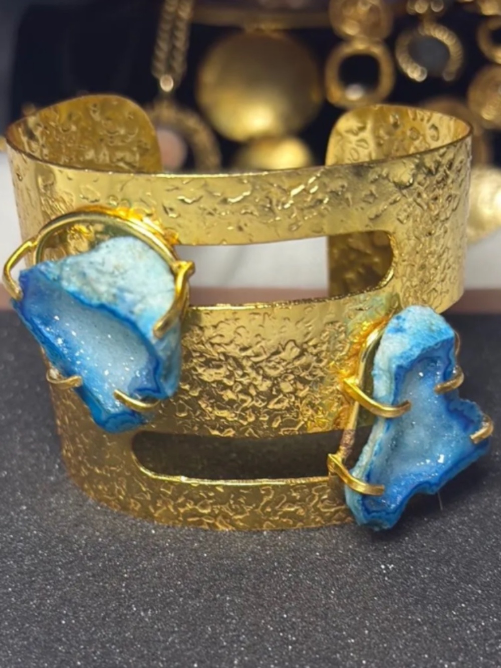 Gemstone geode cuff